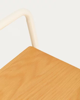 Скамья Tinn из ясеневого шпона с бежевым металлическим каркасом 76X35X52 CM 5