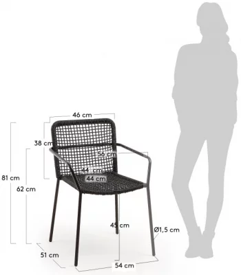 Стул с подлокотниками Boomer 60X56X80 CM чёрный 7