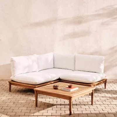 Комплект из модульного дивана и столика из тика Portitxol 180X180X85 / 80X80X35 CM 5