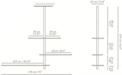 Подвесная полка Unica 159X30X178 CM 3
