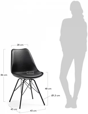 Стильный стул Lars 86X48X56 CM черный 10