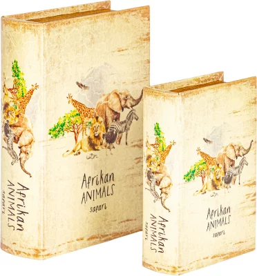 Набор из двух шкатулок в виде книг Animals 19X7X27 / 14X5X20 CM 4