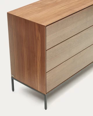Комод Vedrana с 3 ящиками, шпон ореха, ножки из чёрной стали 110X75 CM 4