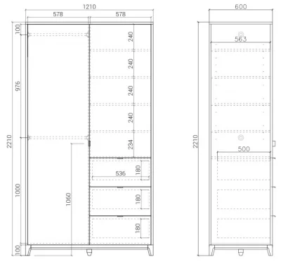 Шкаф Case 121X60X221 CM 6