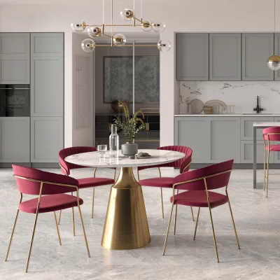 Комплект из 2 полубарных стульев Turin, винный, с золотыми ножками 52X52X92X65 CM 6