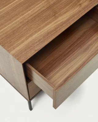 Тумбочка Vedrana с 2 ящиками из шпона ореха и черными стальными ножками 60X55 CM 5