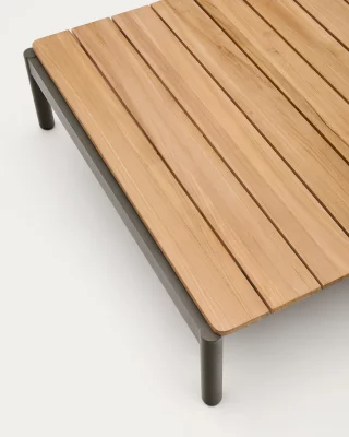 Садовый журнальный столик Sorells из зелёного алюминия и тика 89X91 CM 4