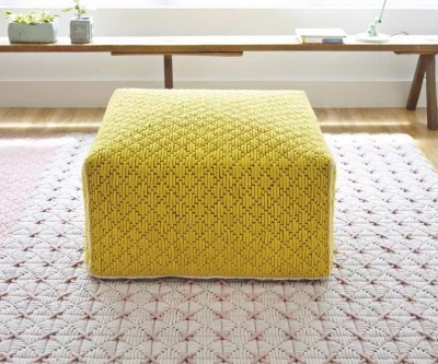 Пуф с чехлом из шерсти Silai Big 68X68X35 CM жёлтый 3