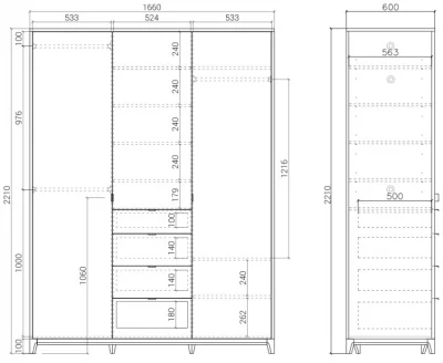 Шкаф Case 166X60X221 CM 8