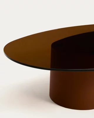 Журнальный стол Olir из закалённого стекла и коричневой стали 140X81X35 CM 4