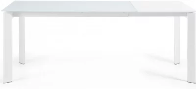 Раскладной стол Atta 140-200X90X76 CM с стеклянной белой столешницей 4
