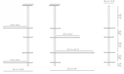Подвесная угловая полка Unica 82X122X166 CM 3
