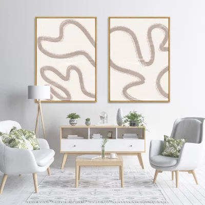 Диптих на холсте The curved geometric vibes 75X105 / 75X105 CM 4
