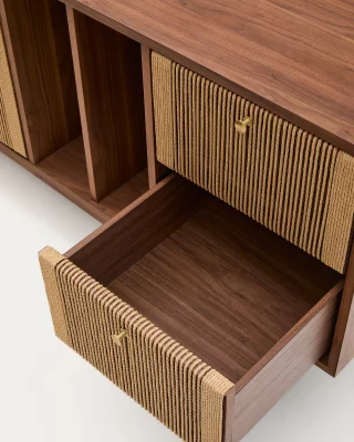 Буфет Elan с 2 дверцами и 2 ящиками из шпона и массива ореха с отделкой из шнура 180X73 CM 5
