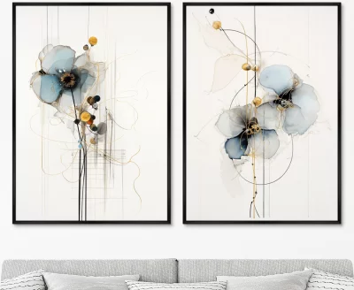 Набор из двух репродукций холсте Blue flowers 75X105 / 75X105 CM 7