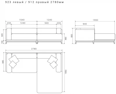 Диван Case 248X195X80 CM 7