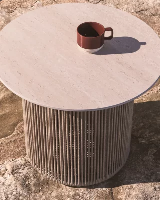 Уличный приставной столик Orosei из спеченного камня, алюминия и экрю-веревки 55 CM 3