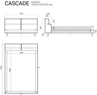 Кровать Cascade 242X160X90 CM 5