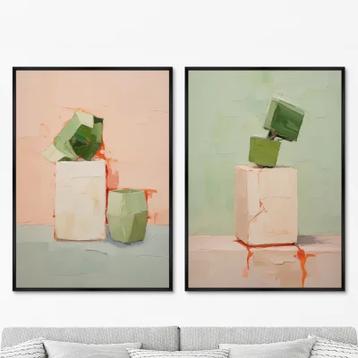 Набор из двух постеров на холсте Cubic flowers 75X105 / 75X105 CM 8