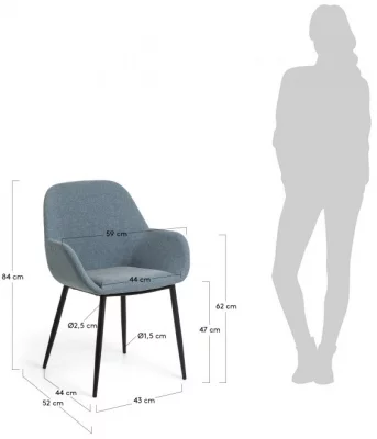 Стул с подлокотниками Konna 59X52X83 CM голубой 5