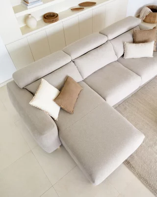Трехместный диван с левым шезлонгом, откидными подголовниками и выдвижным сиденьем Singa 296X180X98 CM 3