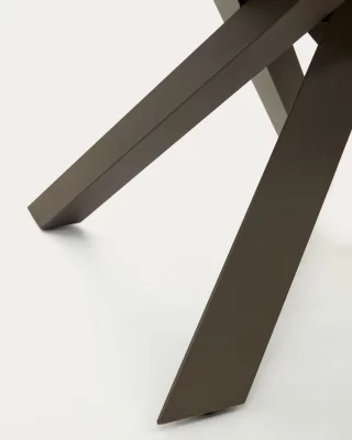 Раскладной круглый стол Vashti из фарфора и стали с коричневой отделкой 120(160)X76 CM 5