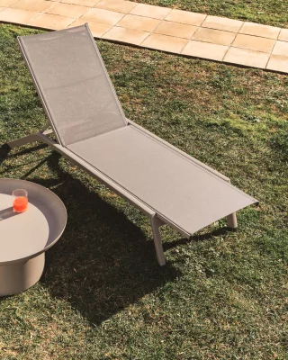 Шезлонг Capraia из алюминия с коричневым текстиленом 190.5X64X31 CM 3