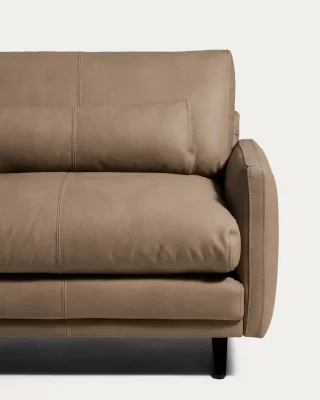 Коричневый кожаный диван на 3 места Veliro с чёрными стальными ножками 106X240X96 CM 3