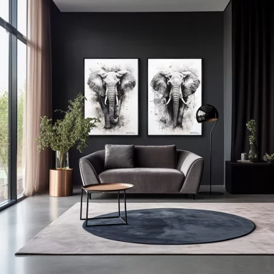 Набор из двух постеров на холсте Walking elephants 75X105 / 75X105 CM 4