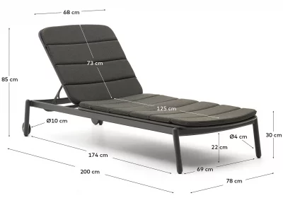Алюминиевый шезлонг Marcona 78X200X30-85 CM 8