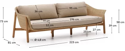 Трёхместный диван Galea 223X81X73 CM 3