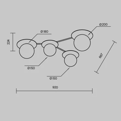 Потолочный светильник Звездное небо 92X66.7X22.4 CM 9