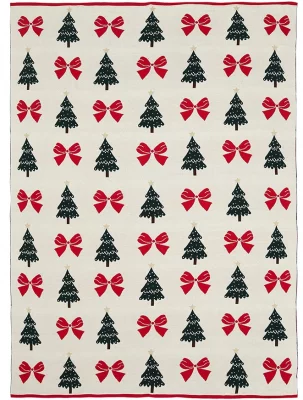Плед из хлопка с новогодним рисунком Christmas Bows 130X180 CM 4
