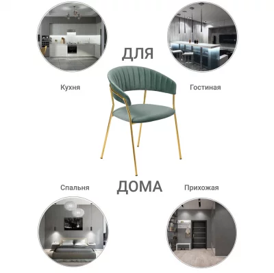 Комплект из 2 стульев Turin, мятный, с золотыми ножками 12