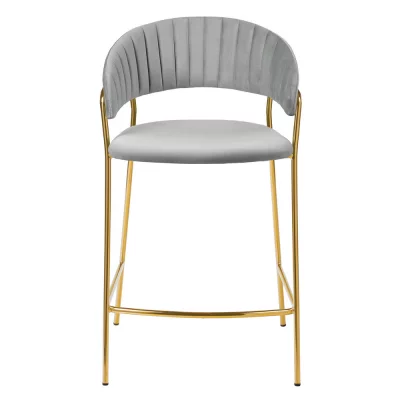 Комплект из 2 полубарных стульев Turin серый с золотыми ножками 52X52X92X65 CM 3