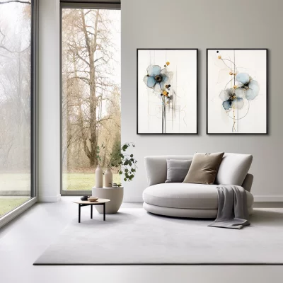 Набор из двух репродукций холсте Blue flowers 75X105 / 75X105 CM 4