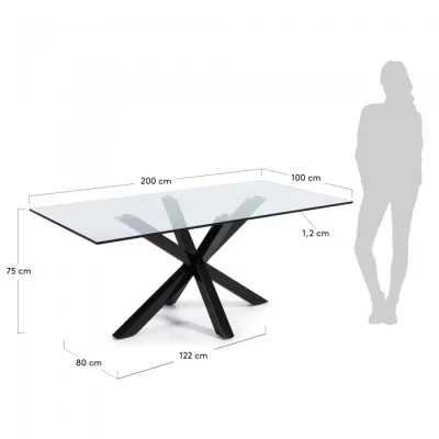 Стол Arya 200X100X77 CM чёрные ножки стеклянная столешница 4