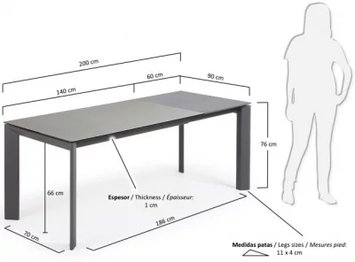 Раздвижной стол с керамической столешницей Axis 140-200X90X76 CM 7