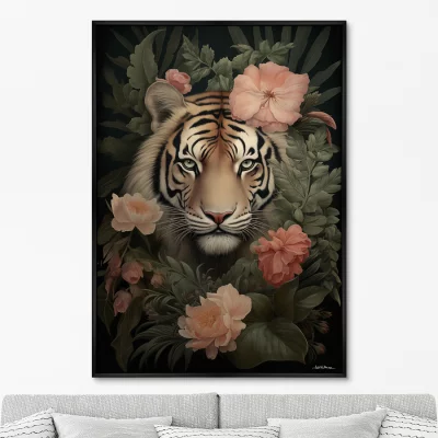 Постер на холсте Tiger in flowers 75X105 CM 6