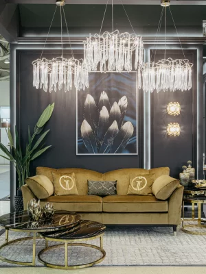 Круглая люстра «Капли» d.80*h.50см, шампань 80X80X50 CM 3