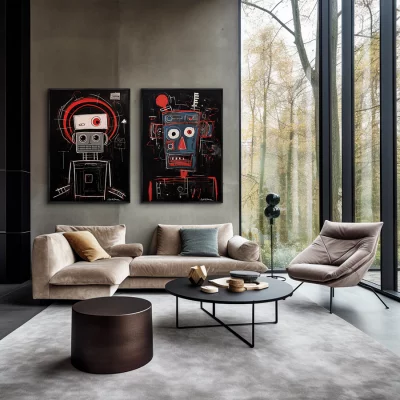 Набор из двух постеров на холсте Robots the joy of being 75X105 / 75X105 CM 4