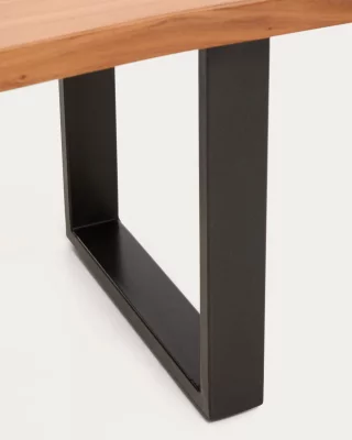 Скамья из массива акации с чёрными стальными ножками Uxue 180X45 CM 5