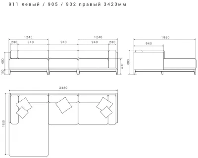 Диван Case 342X195X80 CM 8