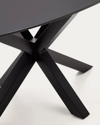 Стол Argo с чёрным стеклом и чёрными стальными ножками 200X100 CM 5
