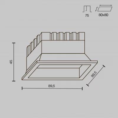 Встраиваемый светильник Окно 8W 8.95X8.95X4.5 CM 6