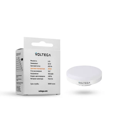 Светодиодная лампа Voltega Simple таблетка GX53 6Вт 2800K 6