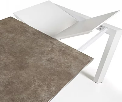 Раздвижной стол Atta 160-220X90X76 белые ножки коричневая керамическая столешница 5