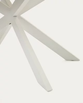 Раскладной стол Atminda из стекла и МДФ на стальных ножках, белый 160X90 CM 5