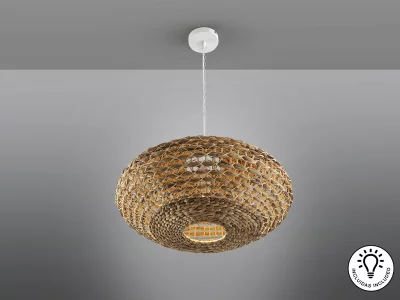 Большой подвесной светильник из ротанга, натуральный 60X28 CM 8