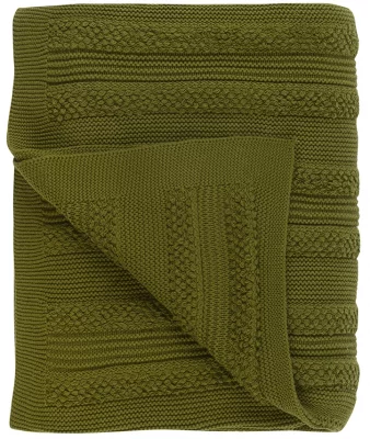 Плед из хлопка с буклированной вязкой Essential 130X170 CM оливкового цвета 3